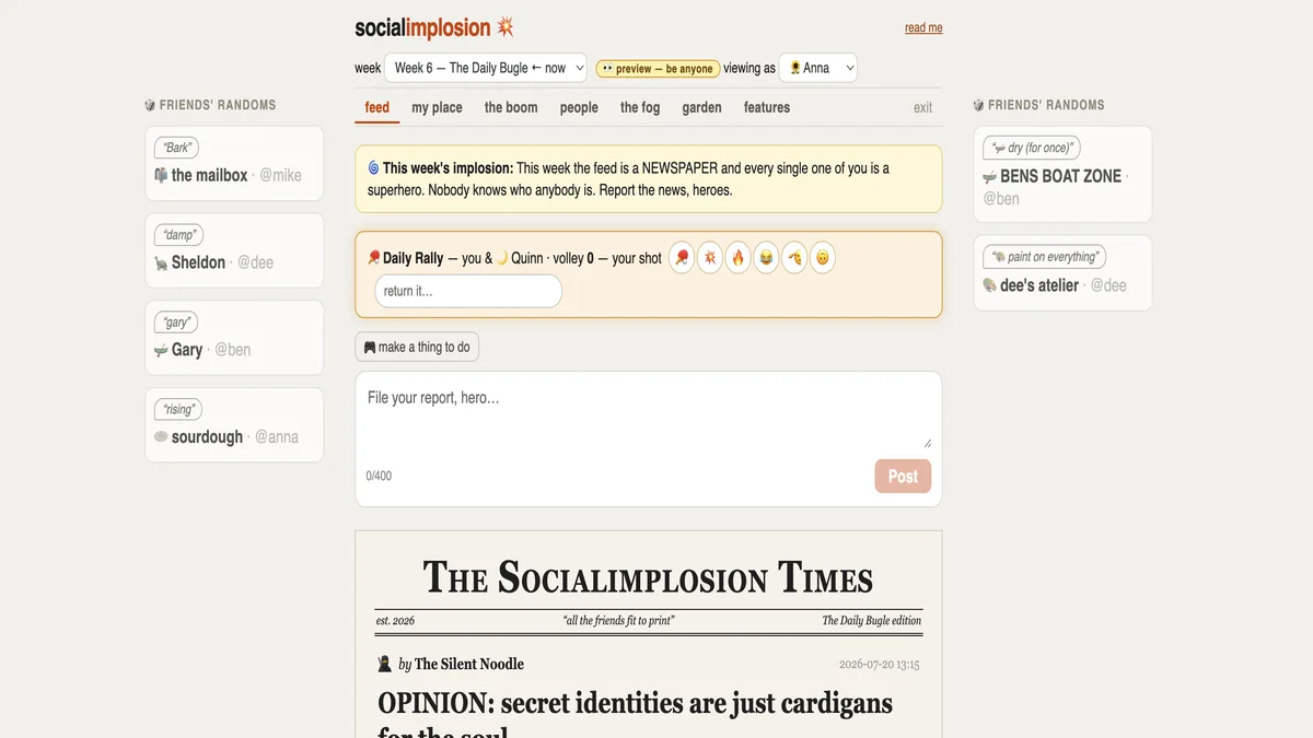 Week 6: the rule engine turned the whole feed into a newspaper.